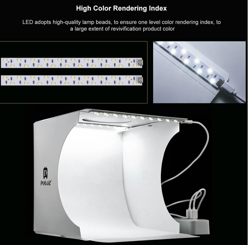 Profession Mini Folding Lightbox Photography Photo Studio Softbox 2 LED Light Soft Box Photo Background Kit for DSLR Camera