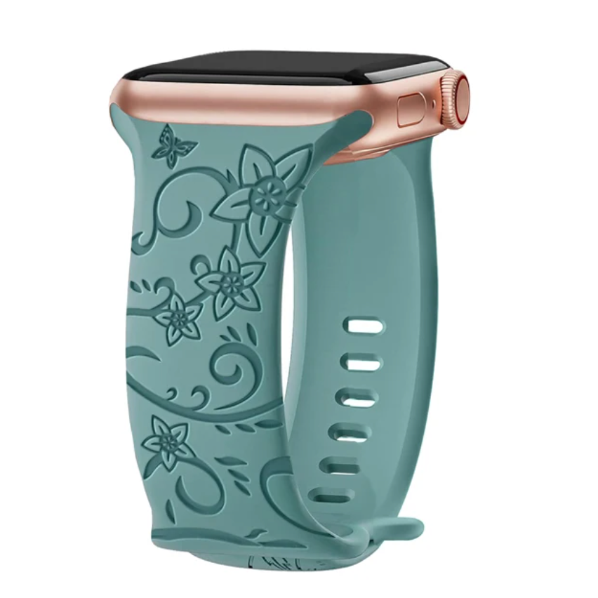 Strap For Apple Watch Band 44mm 42mm 41mm 40mm 45mm 49mm 44 mm Floral Engraved bracelet correa iwatch series 9 7 SE 6 8 Ultra 2